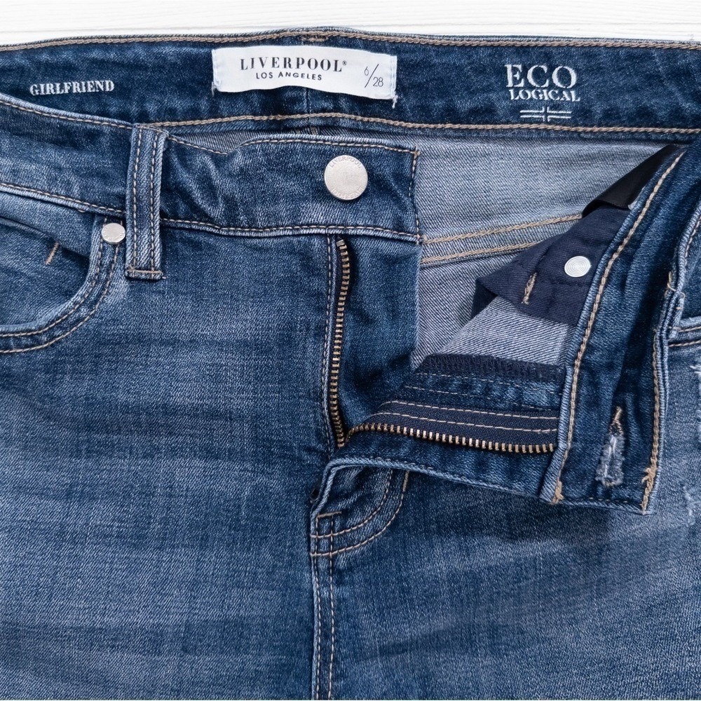 Liverpool Los Angeles Girlfriend Jeans Womens 6/28 Blue Distressed Eco Logical - Picture 6 of 7